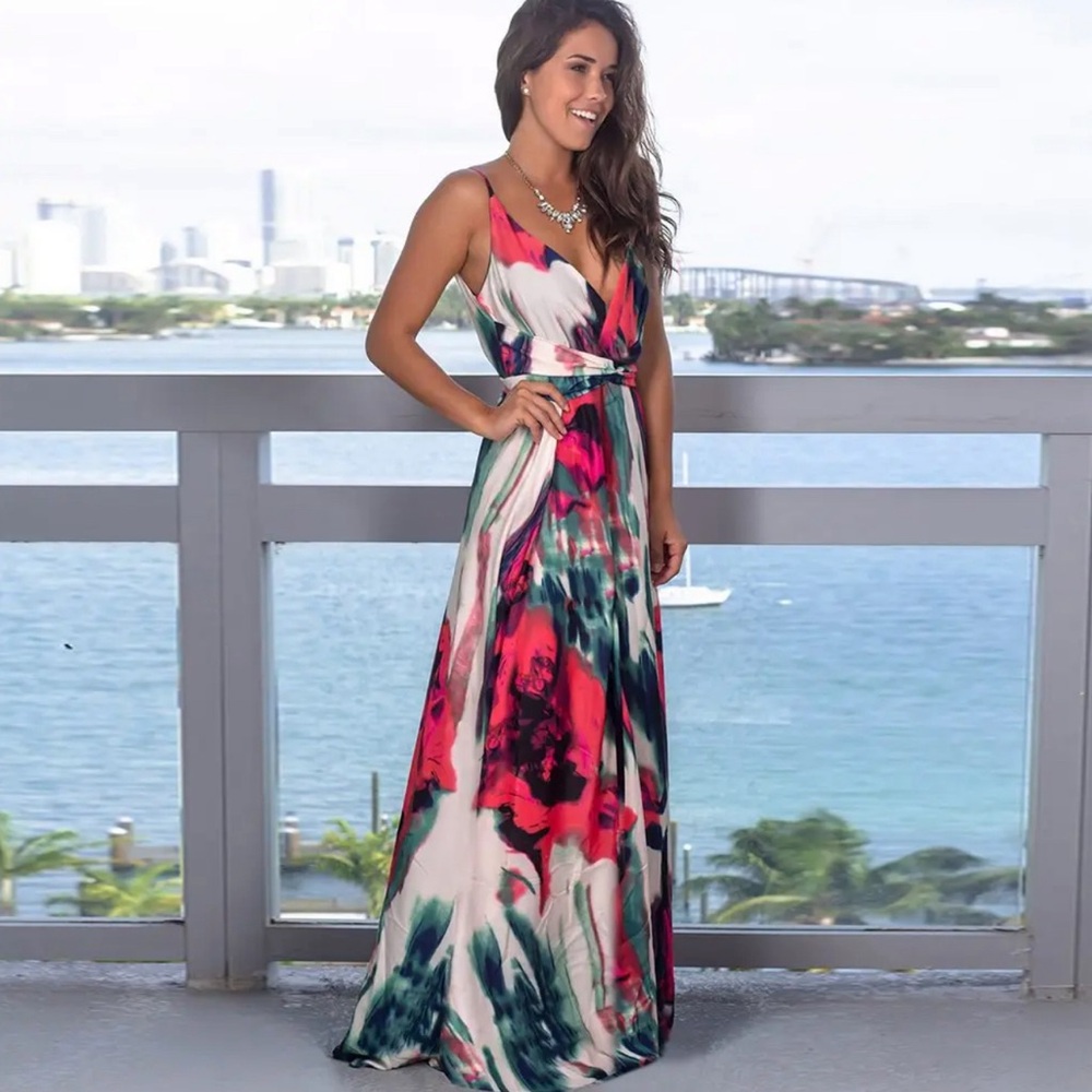 XL bohemian Elegant Multicolor Maxi Dress